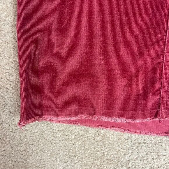 Abercrombie & Fitch Mini Skirt Women Size 00 Red Stretch Corduroy Raw Hem Casual - Picture 3 of 9